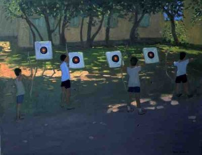Young Archers, France (oil on canvas) by Andrew Macara - print