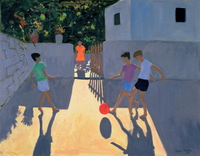 Footballers, Kos, 1993 (oil on canvas) by Andrew Macara - print