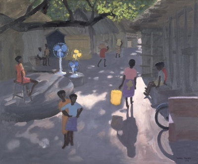 Fan Seller, Malindi, Kenya, 1995 (oil on canvas) by Andrew Macara - print