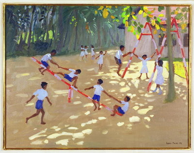 Playground, Sri Lanka, 1998 (oil on canvas) by Andrew Macara - print