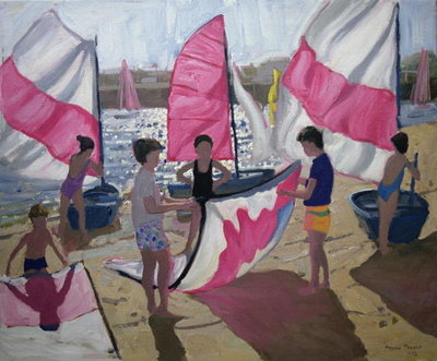 Sailboat, Royan, France, 1992 (oil on canvas) by Andrew Macara - print