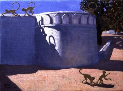 Monkey Temple, India, 2000 (oil on canvas) by Andrew Macara - print
