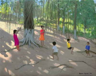 Tree Swing, Elephant Island, Bombay, 2000 (oil on canvas) by Andrew Macara - print