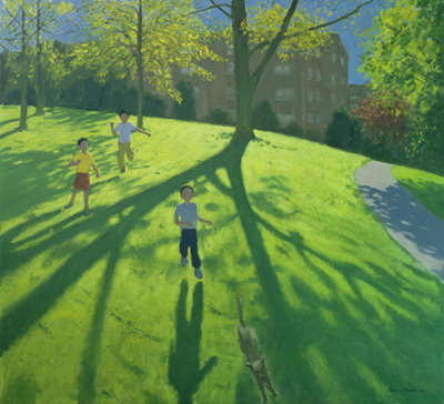 Children Running in the Park, Derby, 2002 (oil on canvas) by Andrew Macara - print