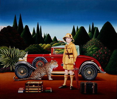 Red Rolls Royce, 1992 (acrylic on board) by Anthony Southcombe - print