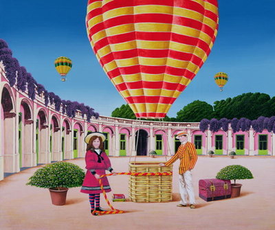 The Balloonist, 1986 (acrylic on board) by Anthony Southcombe - print