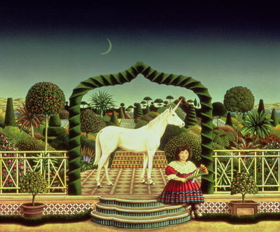 Fine Art Print of Girl with a Unicorn, 1980 by Anthony Southcombe
