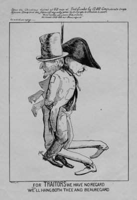 Fine Art Print of For traitors we have no regard: we'll hang both thee and Beauregard, c. 1861 by Michael Angelo Woolf