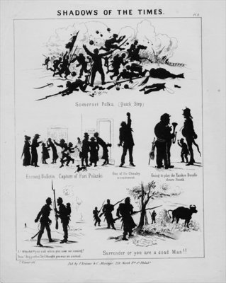 Fine Art Print of Shadows of the times, plate 3, published by P. Kramer &amp; C. Muringer, Philadelphia, c.1862 by American School