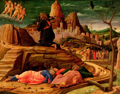 Agony in the Garden, c.1460 (tempera on panel) by Andrea Mantegna - print