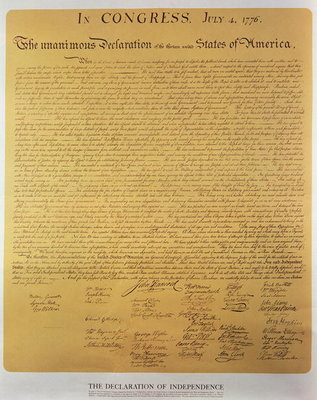 Declaration of Independence of the 13 United States of America of 1776, 1823 (copper engraving) by American School - print