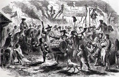 Fine Art Print of The Stamp Act Riots at Boston, 25th August 1765, from 'Youth's History of the United States' by Ellis by American School