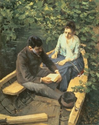 In the Boat, 1888 (oil on canvas) by Konstantin Alekseevich Korovin - print