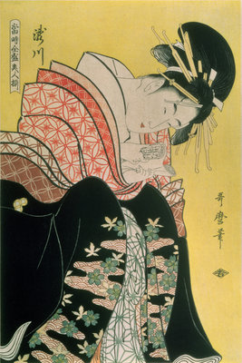 Takigawa from the Tea-House, Ogi (colour woodblock print) by Kitagawa Utamaro - print
