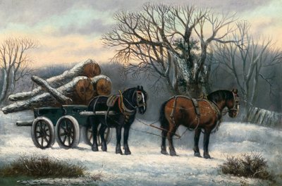The Timber Wagon in Winter by Anonymous - print