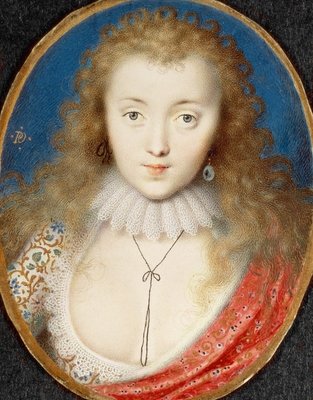 Portrait of a girl, probably Venetia Stanley (1600-33) later Lady Digby (w/c on paper) by Peter Oliver - print