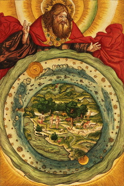 The Creation, from the Luther Bible, c.1530 (coloured woodcut) by German School - print