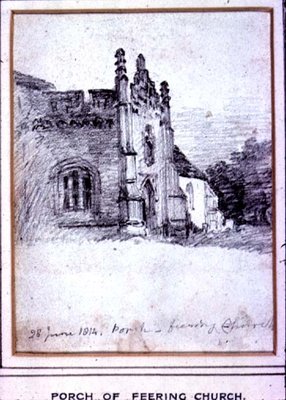 Porch of Feering Church, 28th June, 1814 (pencil on paper) by John Constable - print