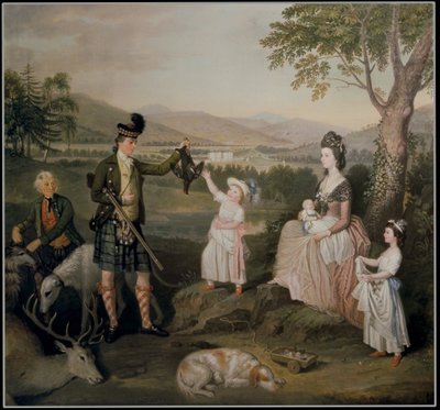 John, the 4th Duke of Atholl and his family, 1780 (oil on canvas) by David Allan - print
