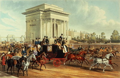 Hyde Park Corner, after James Pollard, published by Ackermann, 1836 (aquatint) by English School - print