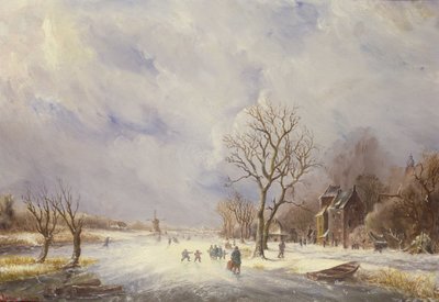 Winter Canal Scene, 19th century by Jan Lynn - print