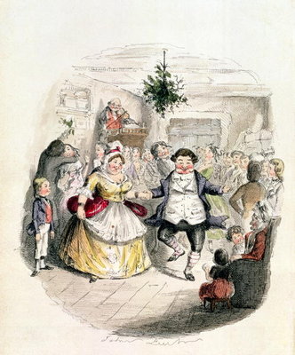 Mr Fezziwig's Ball, from 'A Christmas Carol' by Charles Dickens (1812-70) 1843 (engraving) by John Leech - print