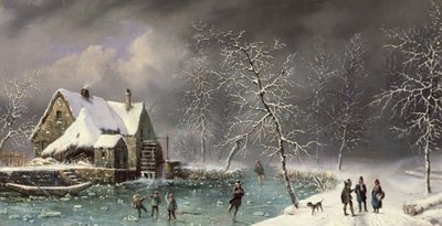 Winter Scene by Louis Claude Mallebranche - print