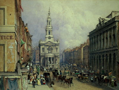 St. Mary le Strand, 1836 (w/c) by George Sidney Shepherd - print