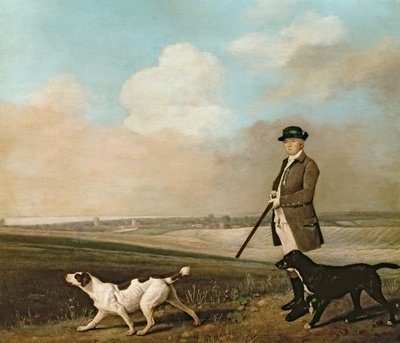 Sir John Nelthorpe, 6th Baronet out Shooting with his Dogs in Barton Field, Lincolnshire, 1776 (oil on panel) by George Stubbs - print