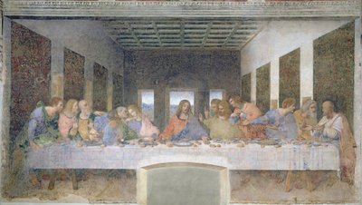 The Last Supper, 1495-97 (fresco) (post restoration) by Leonardo da Vinci - print