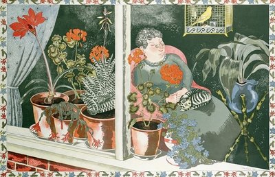 Window Plants (coloured woodcut) by John Northcote Nash - print