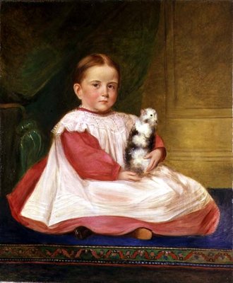 Child with guinea pig, c.1870 by English School - print