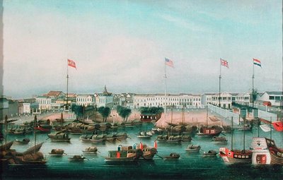 Fine Art Print of The Hongs of Canton by Cantonese School
