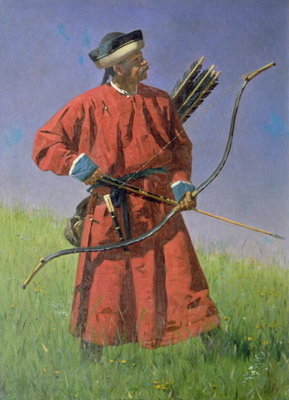 Bokharan Soldier (Sarbaz), 1873 (oil on canvas) by Vasili Vasilievich Vereshchagin - print