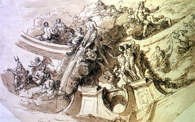 Allegorical Study by Sir James Thornhill - print