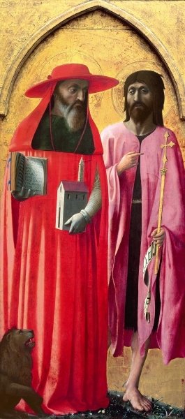 St. Jerome and St. John the Baptist, c.1428-29 (egg tempera on poplar) by T. Masaccio - print