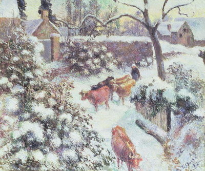 Effet de Neige a Montfoucault, 1882 (oil on canvas) by Camille Pissarro - print