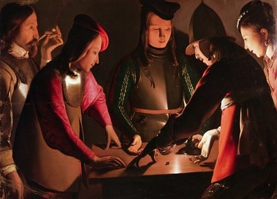 The Dice Players (oil on canvas) by Georges de la Tour - print