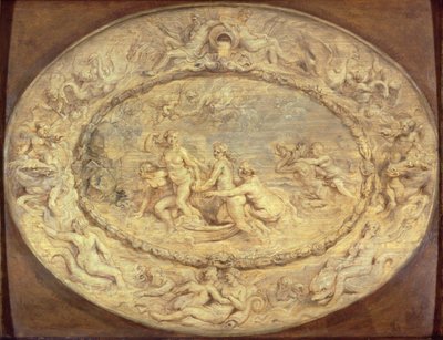 The Birth of Venus, c.1632-33 (black chalk &amp; oil on panel) by Peter Paul Rubens - print