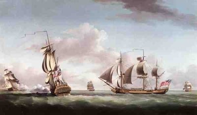 The 'Louisa' engaging the 'Cato' by John Thomas Serres - print