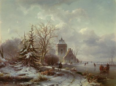 Winter Scene, 19th century by Andreas Schelfhout - print