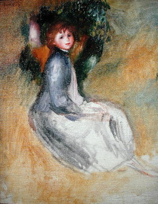 Young Girl Seated, 1885 (oil on canvas) by Pierre Auguste Renoir - print