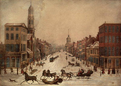 Wall Street in Winter (w/c) by Peter Maverick - print