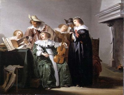 Elegant Figures Music Making in an Interior by Pieter Codde - print