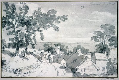 The Entrance to the Village of Edensor, 1801 (pencil and sepia wash) by John Constable - print