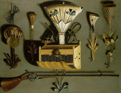 Hunting Equipment (oil on canvas) by Johannes Leemans - print