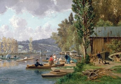 Bougival, 1873 (oil on canvas) by Emile-Edme Laborne - print