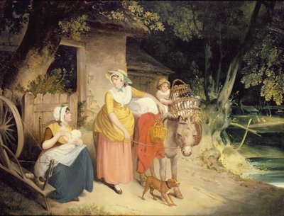 Outside the Cottage Door by Francis Wheatley - print