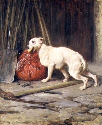 Petty Larceny, 1888 (oil on canvas) by Briton Riviere - print