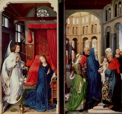The Annunciation and the Presentation in the Temple (oil on panel) by Rogier van der Weyden - print